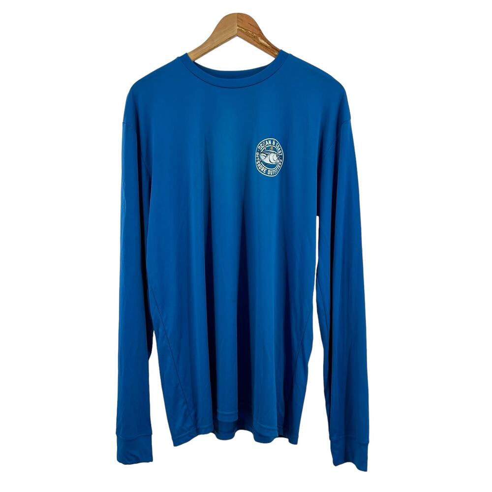 Ocean & Coast Shirt Mens Large tall Blue Graphic‎ Tee Fishing Long Sleeve